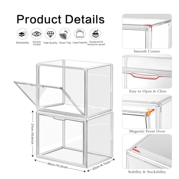 DILIBRA 4-Pack Clear Acrylic Handbag Storage Organizer - Picture 3 of 6